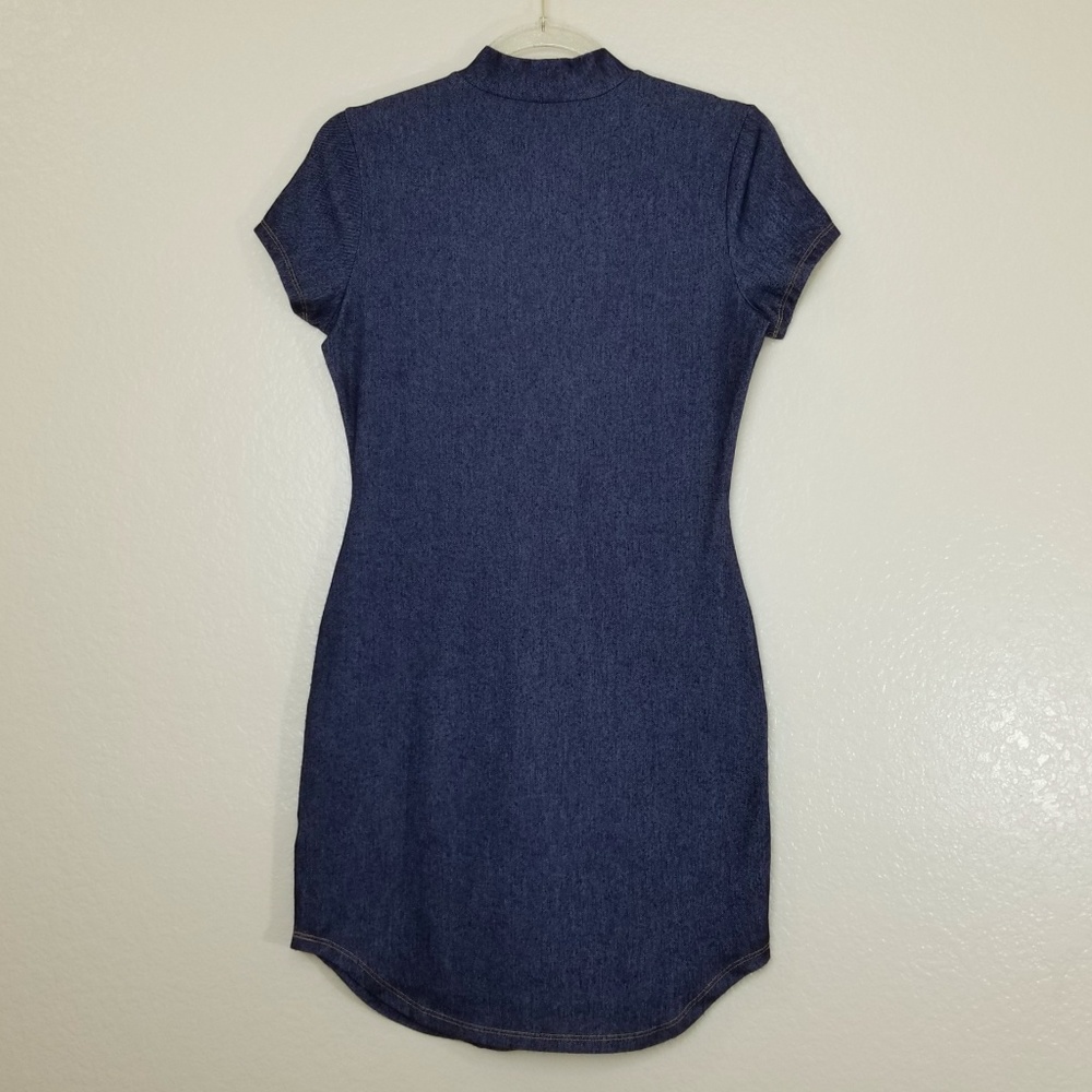 No Comment Denim Color Stretchy Dress Size: Medium - Picture 2 of 5